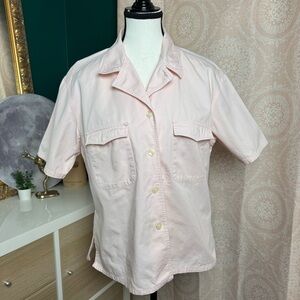 Vintage Hunt Club Short Sleeve Button Collared Boxy Soft Pink Blouse Size Medium